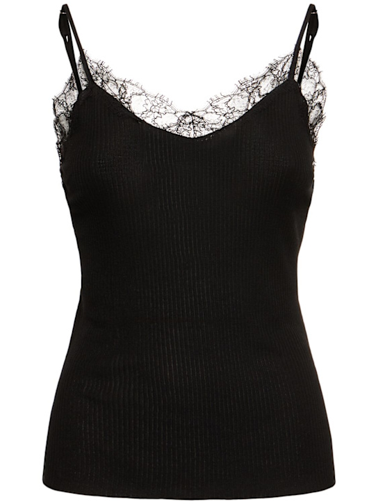 The Row: Ikee silk blend camisole top w/lace - Black - women_0 | Luisa Via Roma
