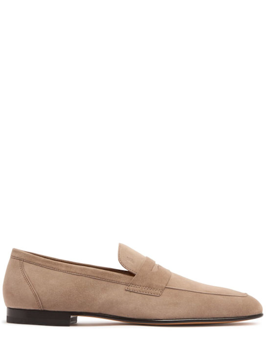 Tod's: Suede loafers - Creta - men_0 | Luisa Via Roma