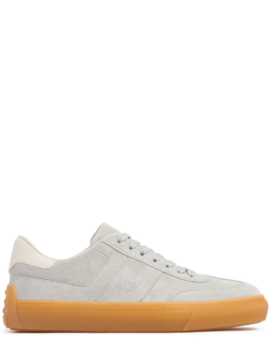 Tod's: Suede low top sneakers - Sky Blue - men_0 | Luisa Via Roma