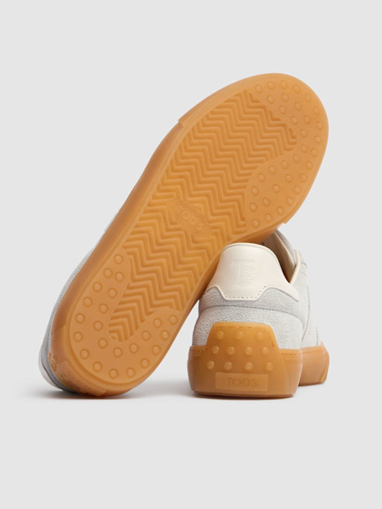 Tod's: Suede low top sneakers - Sky Blue - men_4 | Luisa Via Roma