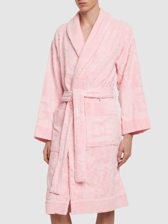 Dolce&Gabbana: Cotton jacquard bathrobe - Pink - ecraft_2 | Luisa Via Roma