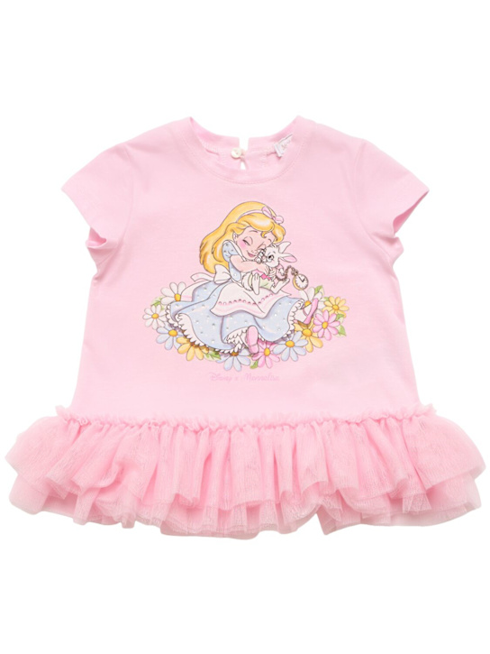 Monnalisa: Bedrucktes T-Shirt aus Baumwolljersey und Tüll - Rosa - kids-girls_0 | Luisa Via Roma