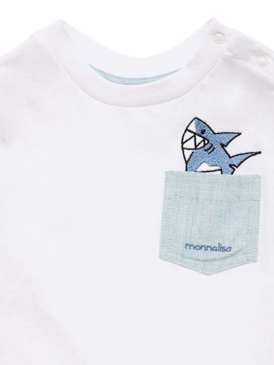 Monnalisa: Cotton t-shirt & shorts - White/Blue - kids-boys_1 | Luisa Via Roma