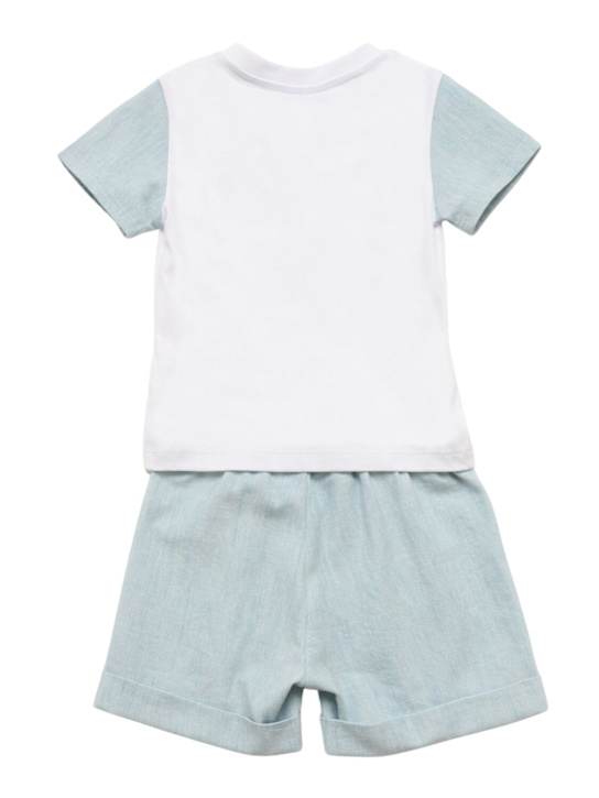Monnalisa: Cotton t-shirt & shorts - White/Blue - kids-boys_2 | Luisa Via Roma