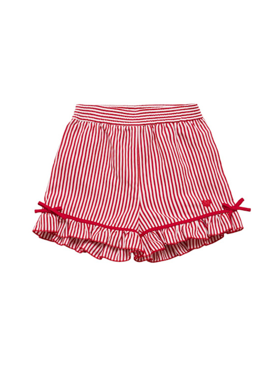 Monnalisa: Shorts in viscosa a righe - Bianco/Rosso - kids-girls_0 | Luisa Via Roma
