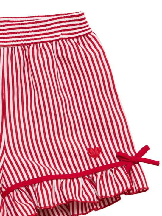 Monnalisa: Shorts in viscosa a righe - Bianco/Rosso - kids-girls_1 | Luisa Via Roma