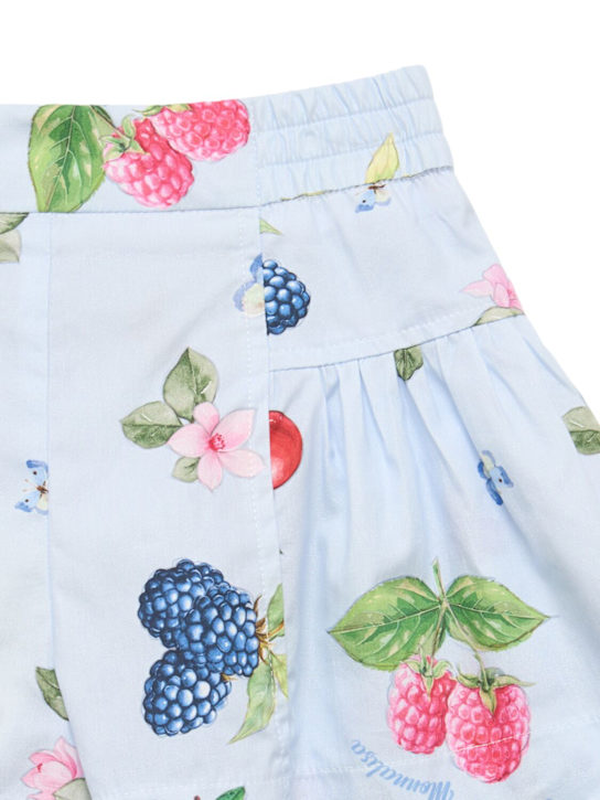 Monnalisa: Short en popeline de coton imprimé - Bleu Clair - kids-girls_1 | Luisa Via Roma