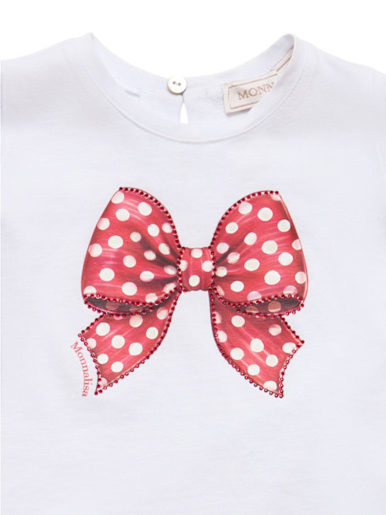 Monnalisa: T-shirt in jersey di cotone stampato - Bianco - kids-girls_1 | Luisa Via Roma