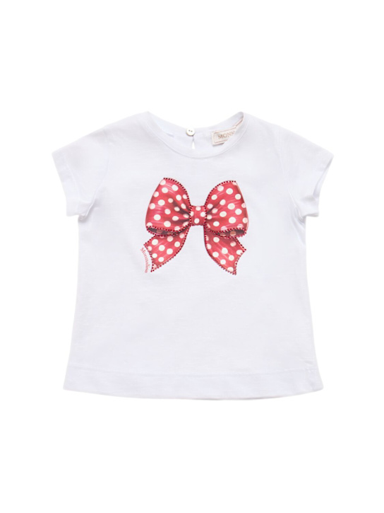 Monnalisa: T-shirt in jersey di cotone stampato - Bianco - kids-girls_0 | Luisa Via Roma
