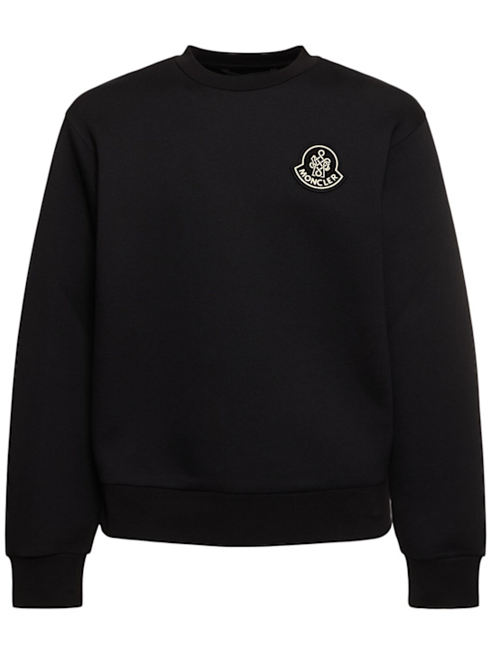 Moncler: CNY cotton blend crewneck sweatshirt - Black - men_0 | Luisa Via Roma