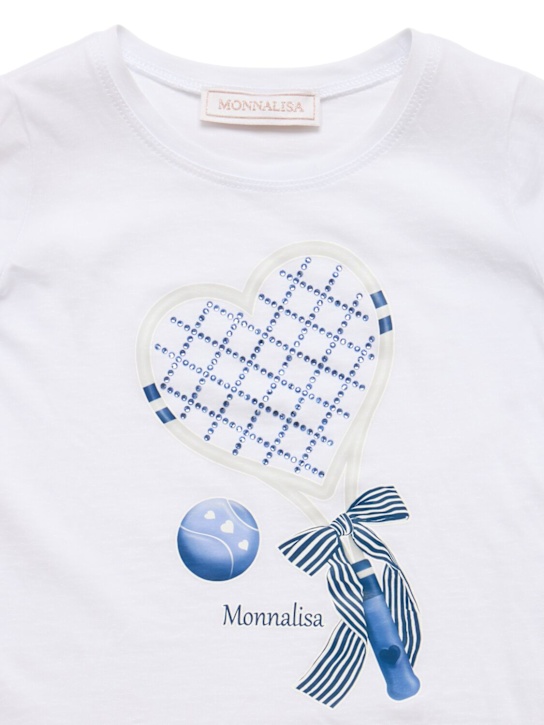 Monnalisa: ジャージーTシャツ - ホワイト/ブルー - kids-girls_1 | Luisa Via Roma