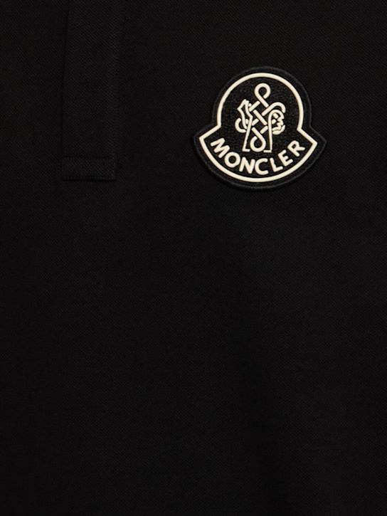 Moncler: CNY cotton piquet polo shirt - Black - men_4 | Luisa Via Roma