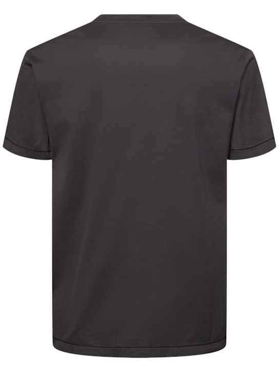 Stone Island: Logo cotton t-shirt - Charcoal - men_3 | Luisa Via Roma
