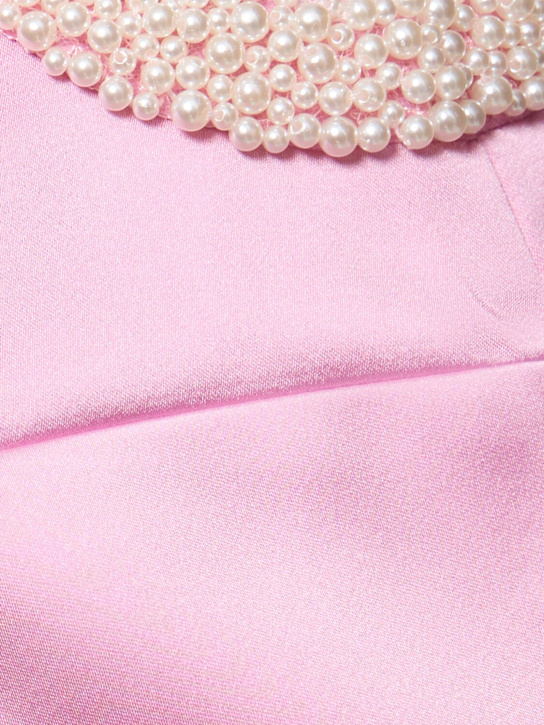 Self-portrait: Pearl trim satin mini dress - Pink - women_4 | Luisa Via Roma