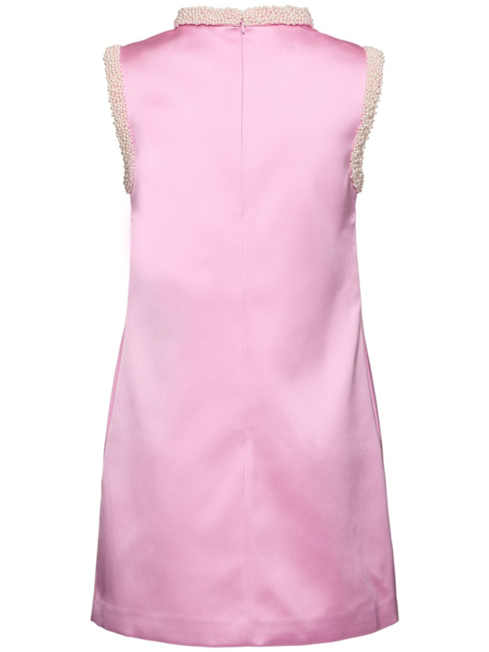 Self-portrait: Pearl trim satin mini dress - Pink - women_3 | Luisa Via Roma
