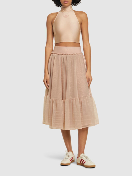 adidas Originals: Logo waistband tulle maxi skirt - women_1 | Luisa Via Roma