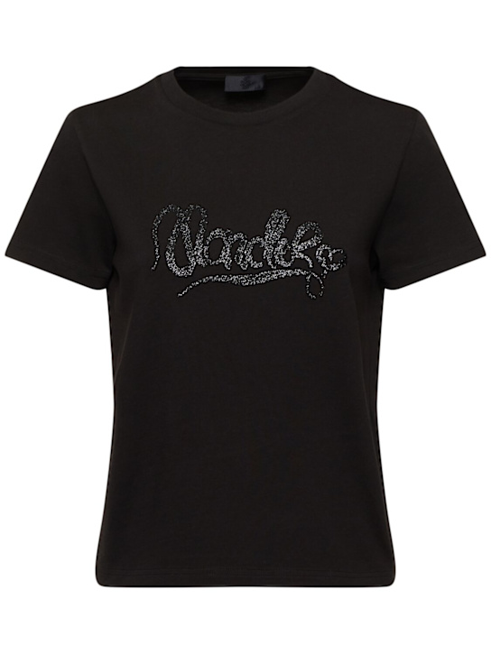 Moncler: CNY heavy cotton jersey t-shirt - Black - women_0 | Luisa Via Roma