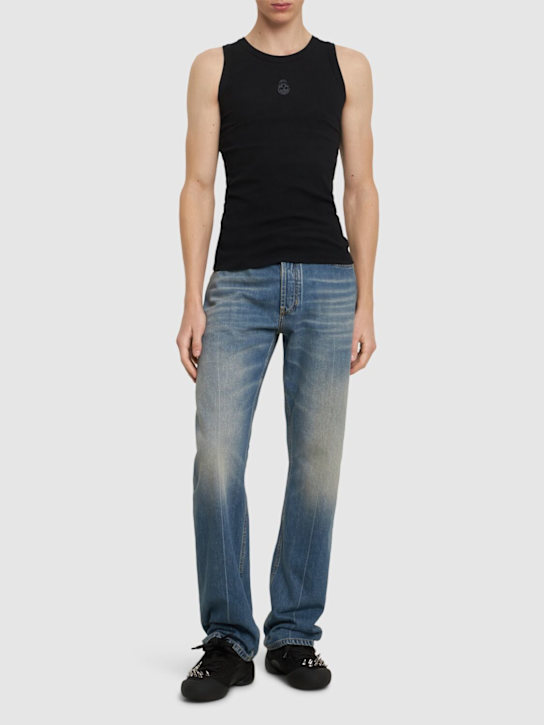 McQueen: Logo detail jersey tank top - Black - men_1 | Luisa Via Roma