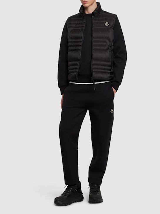 Moncler: CNY cotton blend sweatpants - Black - men_1 | Luisa Via Roma