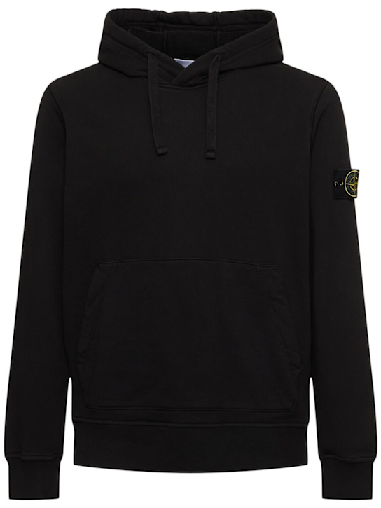 Stone Island: Hooded cotton sweatshirt - Nero - men_0 | Luisa Via Roma