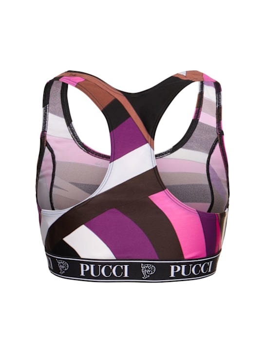 Pucci: 印花莱卡短款上衣 - 桃红色/多色 - women_3 | Luisa Via Roma