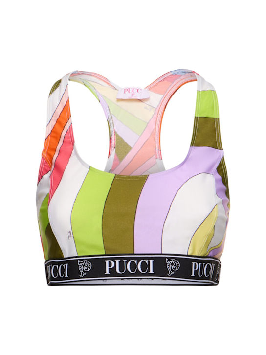 Pucci: Printed lycra crop top - Multicolor - women_0 | Luisa Via Roma