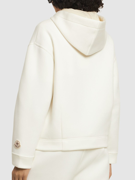 Moncler: CNY cotton blend zip-up sweatshirt - Silk White - women_2 | Luisa Via Roma