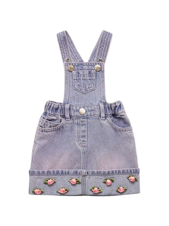 Monnalisa: Denim overall dress - Blue - kids-girls_0 | Luisa Via Roma