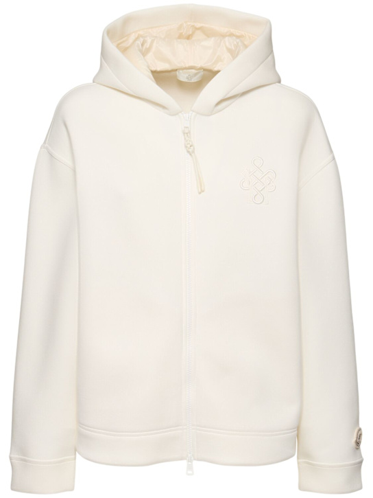 Moncler: CNY cotton blend zip-up sweatshirt - Silk White - women_0 | Luisa Via Roma
