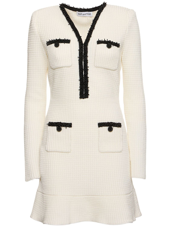 Self-portrait: Cotton blend knit mini dress - women_0 | Luisa Via Roma