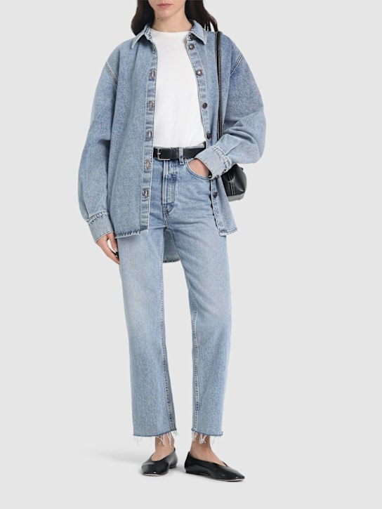 Toteme: Jeans in denim di cotone organico - Blu - women_1 | Luisa Via Roma
