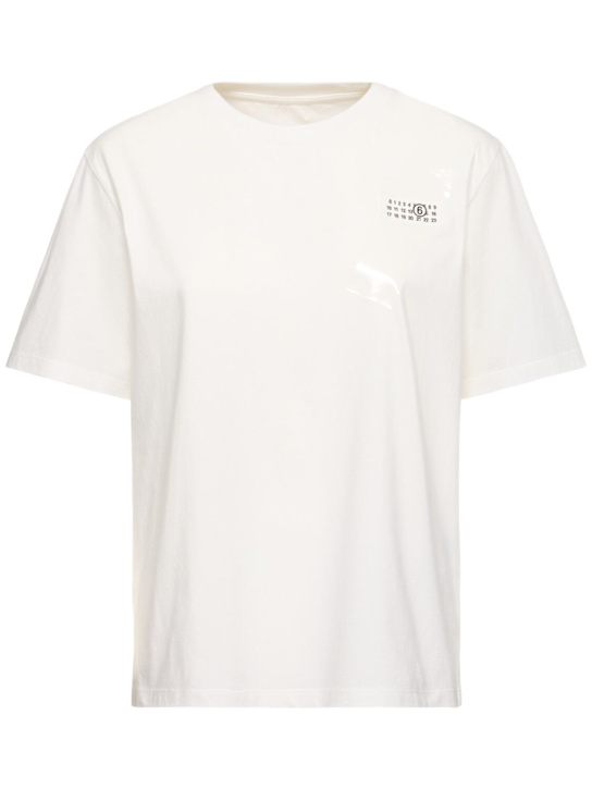 MM6 Maison Margiela: Logo cotton jersey t-shirt - women_0 | Luisa Via Roma