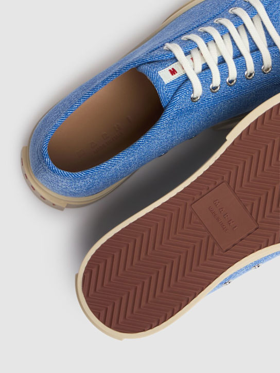 Marni: Pablo denim low top sneakers - Light Blue - men_4 | Luisa Via Roma