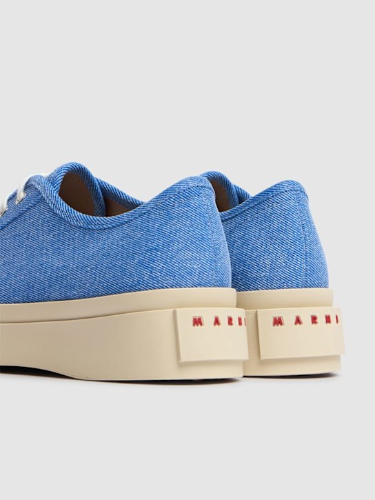 Marni: Pablo denim low top sneakers - Light Blue - men_3 | Luisa Via Roma