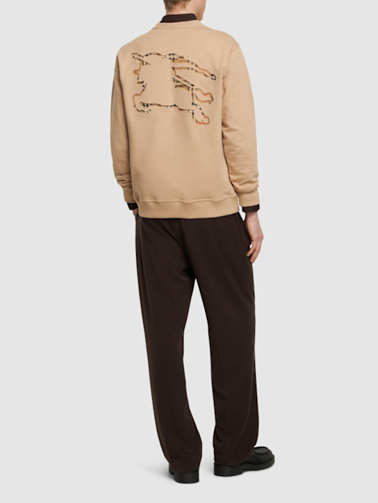 Burberry: Felpa Bainton in jersey di cotone - Soft Fawn - men_1 | Luisa Via Roma