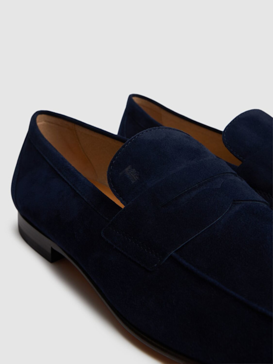 Tod's: Suede loafers - Blue - men_3 | Luisa Via Roma