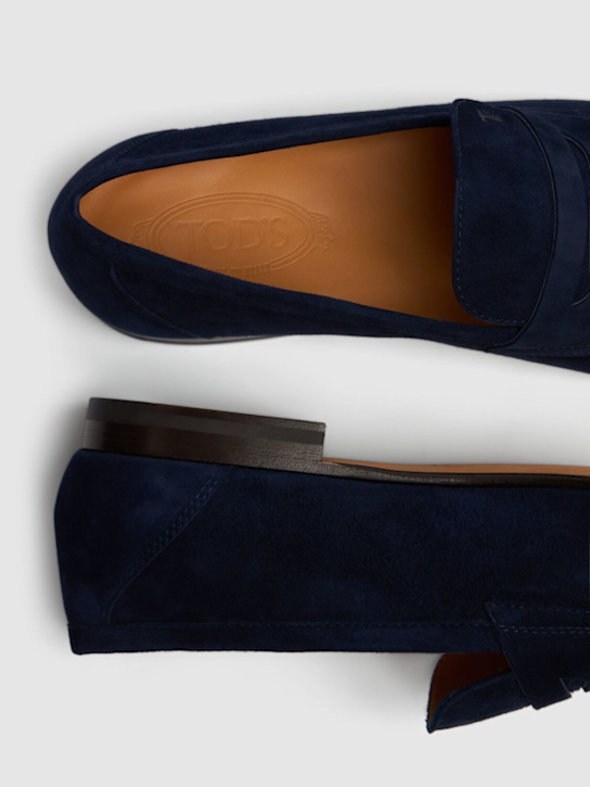 Tod's: Suede loafers - Blue - men_4 | Luisa Via Roma