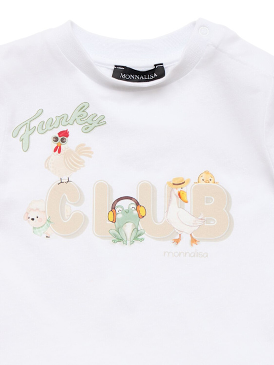 Monnalisa: Printed cotton t-shirt & shorts - White/Beige - kids-boys_1 | Luisa Via Roma