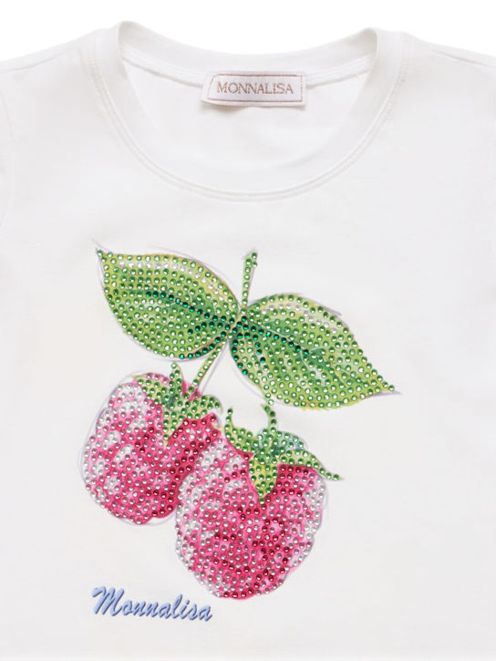 Monnalisa: T-shirt in jersey di cotone stampato - Bianco - kids-girls_1 | Luisa Via Roma