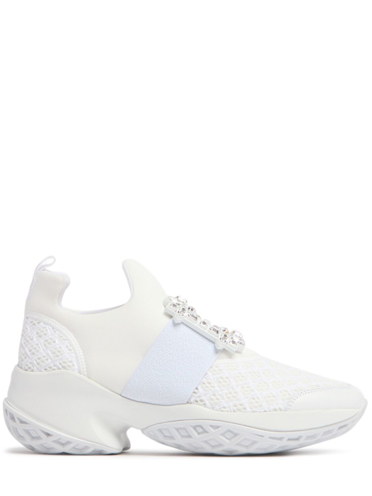 Roger Vivier: 75mm Viv Run mesh & neoprene sneakers - White - women_0 | Luisa Via Roma