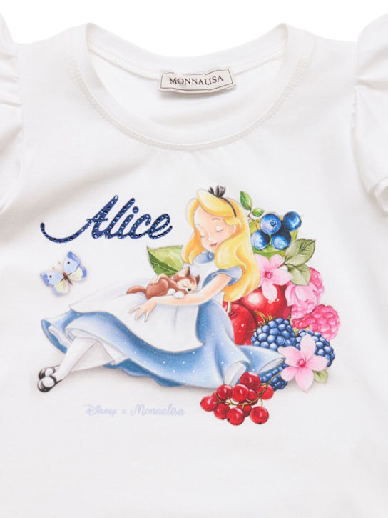 Monnalisa: T-shirt Alice in jersey con stampa - Bianco - kids-girls_1 | Luisa Via Roma
