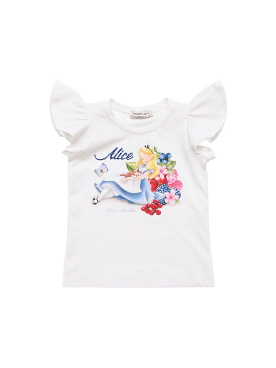 Monnalisa: T-shirt Alice in jersey con stampa - Bianco - kids-girls_0 | Luisa Via Roma