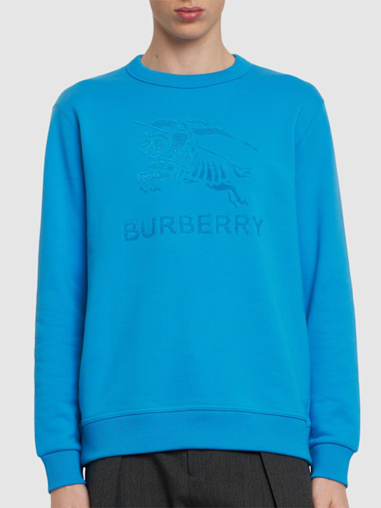 Burberry: Rayner cotton crewneck sweatshirt - Cerulean Blue - men_2 | Luisa Via Roma