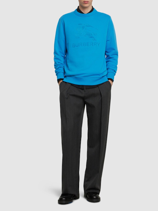 Burberry: Rayner cotton crewneck sweatshirt - Cerulean Blue - men_1 | Luisa Via Roma
