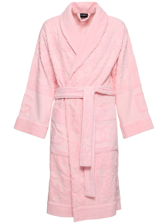 Dolce&Gabbana: Cotton jacquard bathrobe - Pink - ecraft_0 | Luisa Via Roma