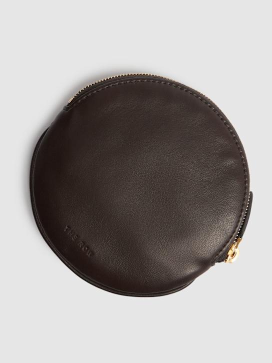 The Row: Round nappa leather pouch - Dark Brown - women_1 | Luisa Via Roma