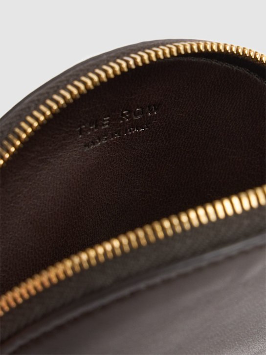 The Row: Round nappa leather pouch - Dark Brown - women_3 | Luisa Via Roma