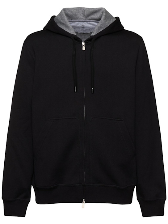 Brunello Cucinelli: Leisure ジップスウェットシャツ - ブラック - men_0 | Luisa Via Roma