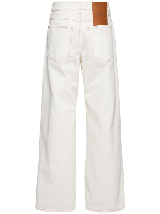 Jacquemus: Le de nîmes large cotton denim jeans - Off-white/Tabac - men_3 | Luisa Via Roma