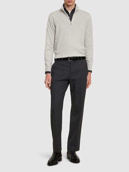 Brunello Cucinelli: Lupetto cashmere knit sweater - Nebbia - men_1 | Luisa Via Roma